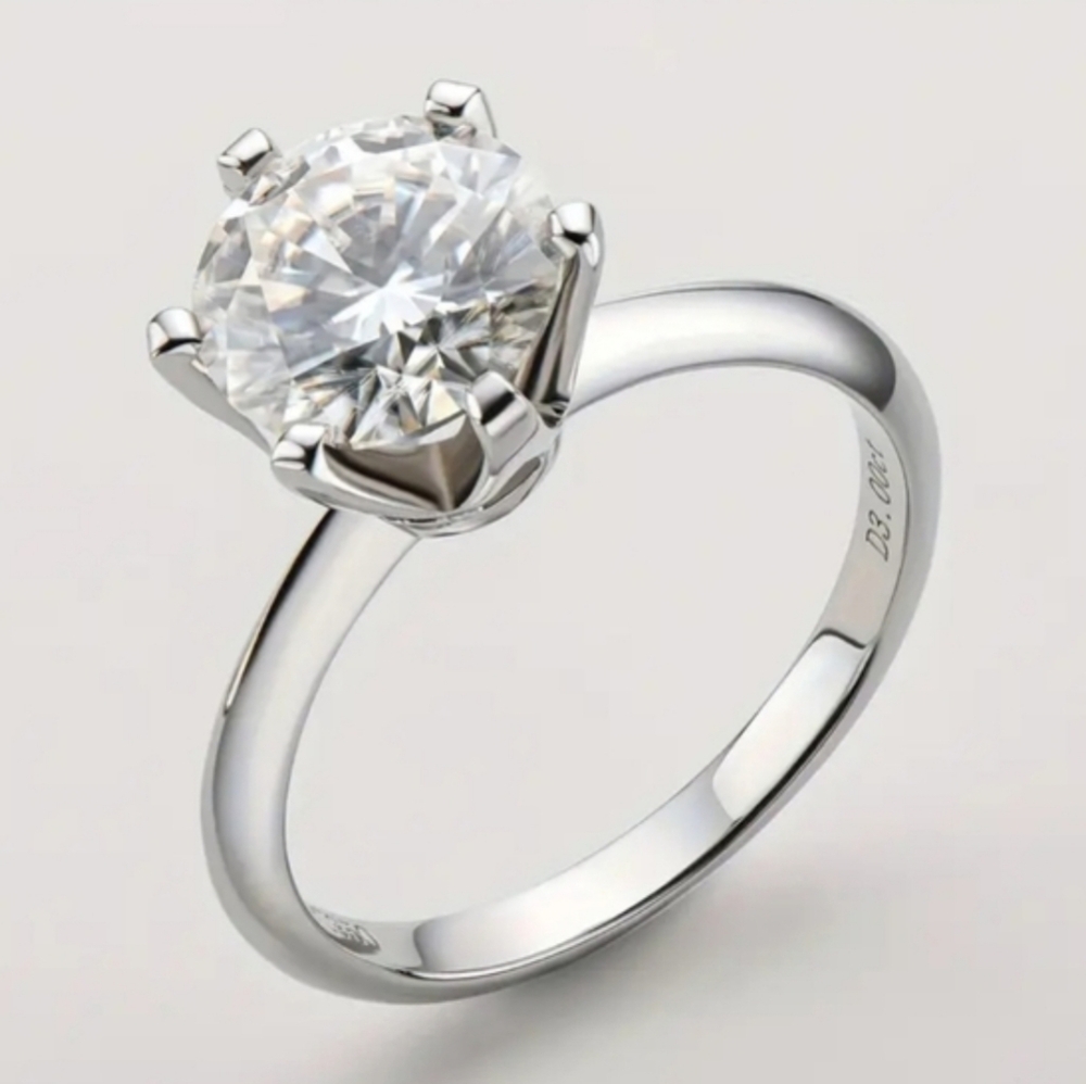 Diamond engagement ring with silver band